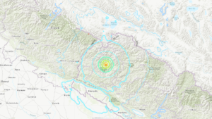 Earthquake strike in Nepal: landslides blocks street and highways 